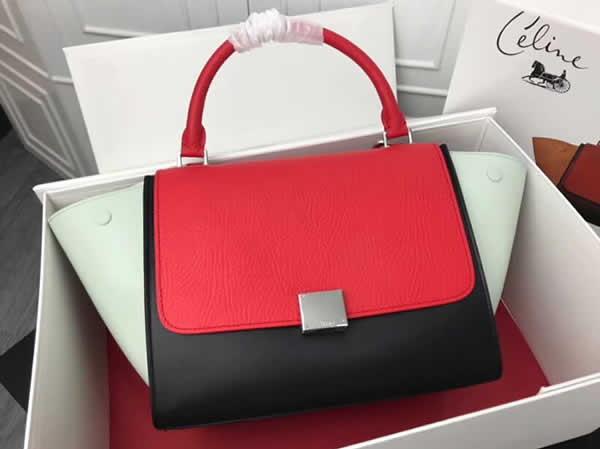 Fake Designer Celine Swing Bag Trapeze Leather Shoulder Bags Color Matching